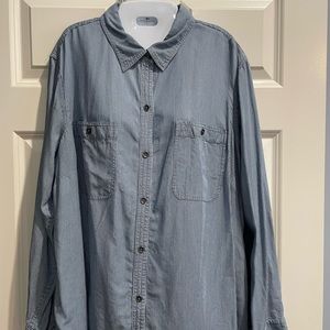 CHAPS Denim Blue and White Striped Shirt, Worn Once, Size 1X